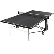 The Butterfly Timo Boll Repulse Indoor Ping Pong Table is new for 2020! It is pictured in the playing position. It comes with a 3-Year Warranty. Comes with an adjustable ping pong net set.